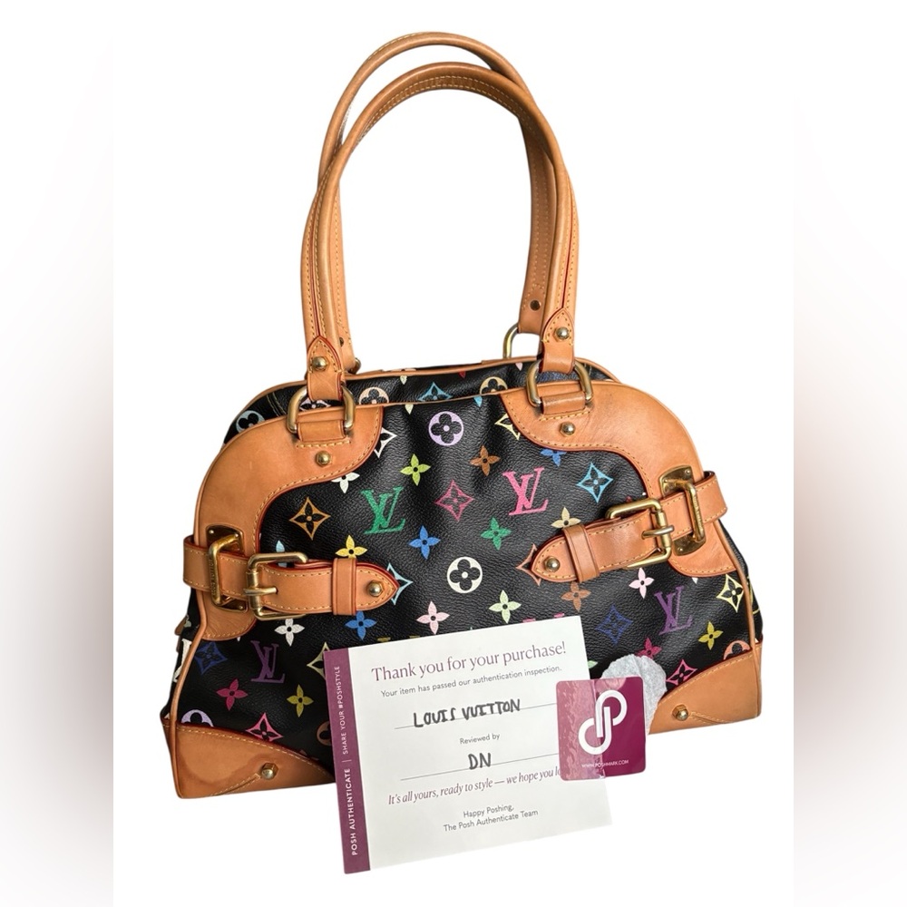 Louis Vuitton Claudia Murakami Black Multicolor Monogram Shoulder Bag